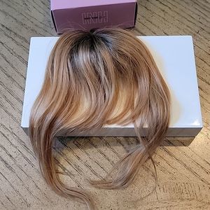 Carmel color bang clip extension 100 % Remy hair NWT